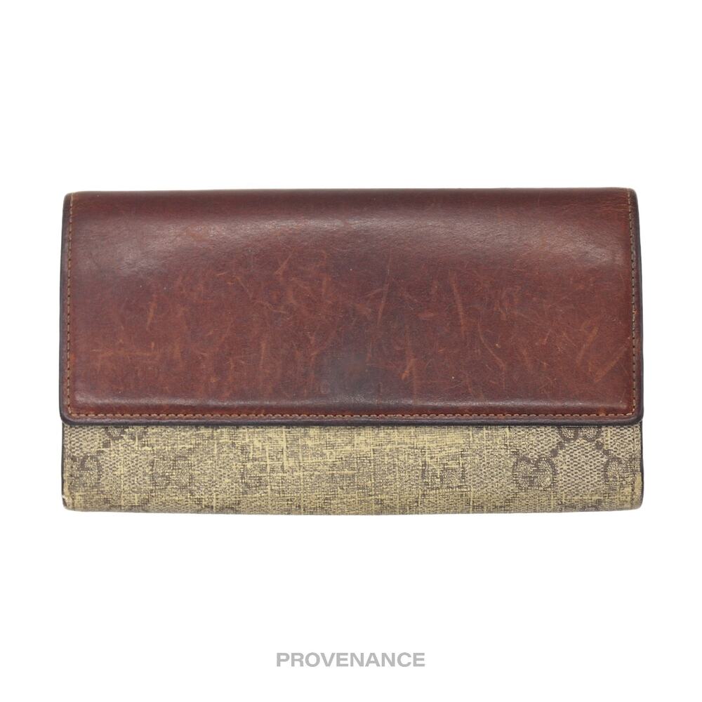 🔴 Gucci Snap Long Wallet - GG Supreme Brown - Picture 1 of 11